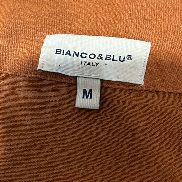 BIANCO & BLU ITALY – Terracotta Tie-Neck Blouse (M) - Picture 2 of 10